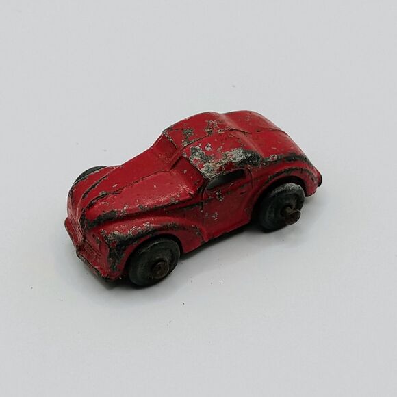 Vintage VTG 1950's BARCLAY Red Coupe Sedan Slush Lead Transport Car 1 5/8" - Picture 1 of 6